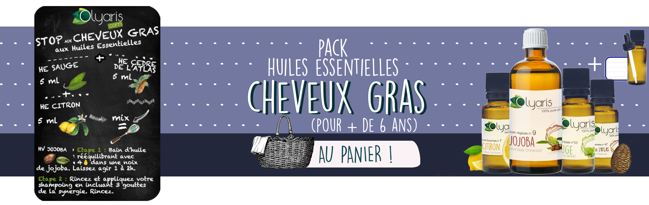 Les Huiles Essentielles conte les Cheveux Gras : le Pack